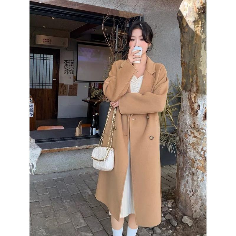 

Однотонное шерстяное пальто средней длины для женщин, осень-зима, универсальная утолщенная шерстяная куртка в стиле Гонконга в стиле знаменитостей из Интернета 2XL коричневый