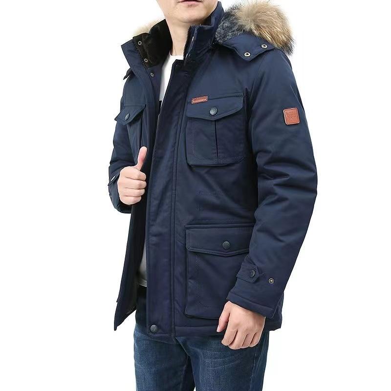 8XL Große Größe Herbst und Winter Baumwolljacke für Herren, Einfarbig, Modisch, Kältebeständig, Warm, Kapuzenjacke, Winter Baumwolljacke für Herren