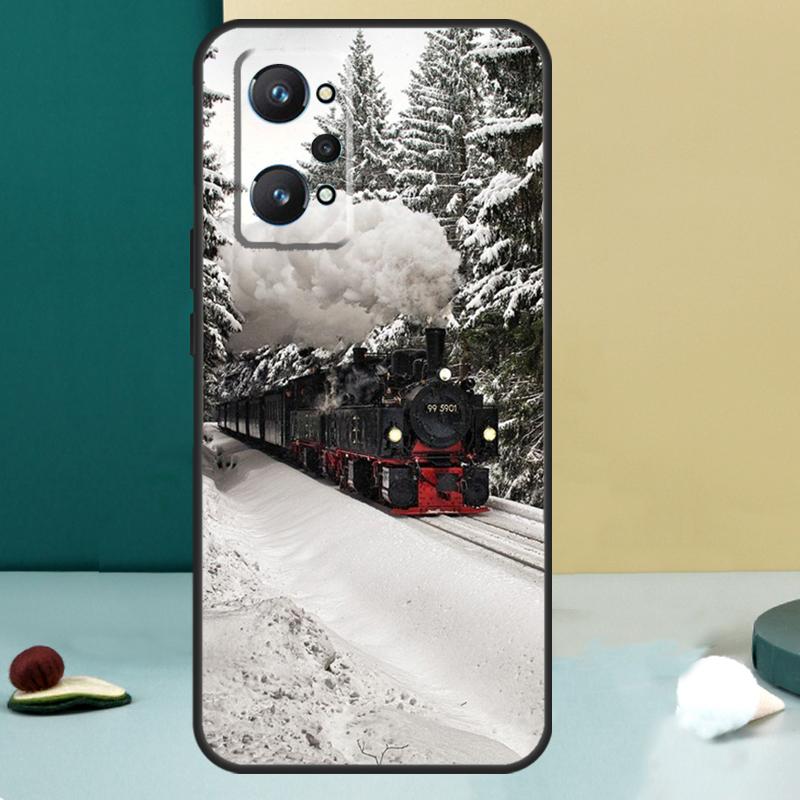 Vintage Steam Train Railway For Realme 14 13 Pro Plus 10 11 12 GT 5 6 6T GT7 Pro C61 C55 C53 C51 C21Y C25S C75 C67 Case