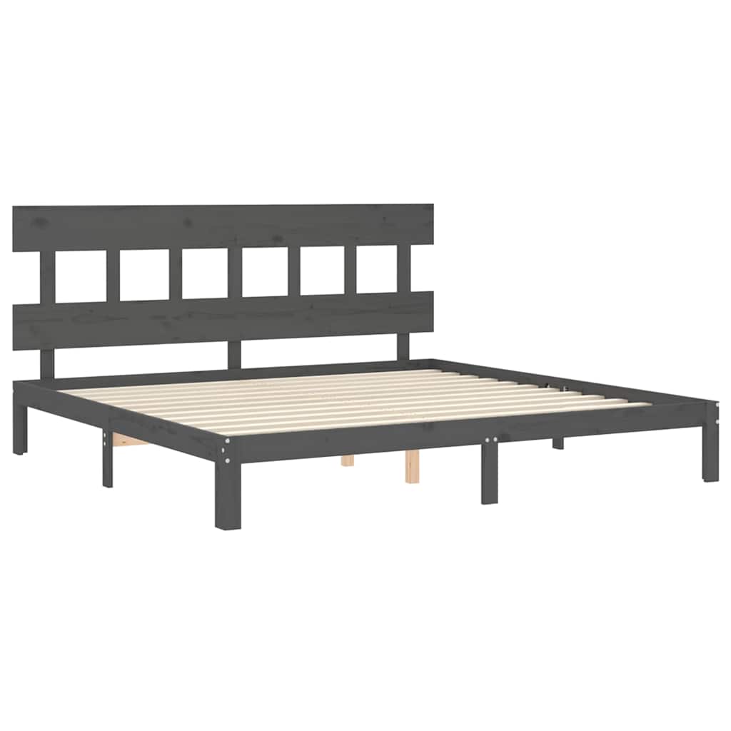 Solid Wood Bed with Headboard Gray 200x200 cm