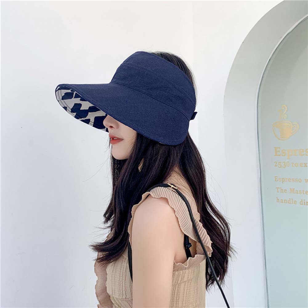 Personality Anti-ultraviolet Square Oversized Brim Cotton Double Sided Sun Hat Empty Hat Beach Cap