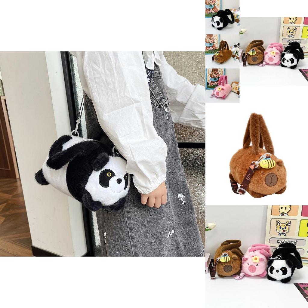 Adorable Capybara Plush Cartoon Handheld Purse Stylish Kids Crossbody Bag For 2024