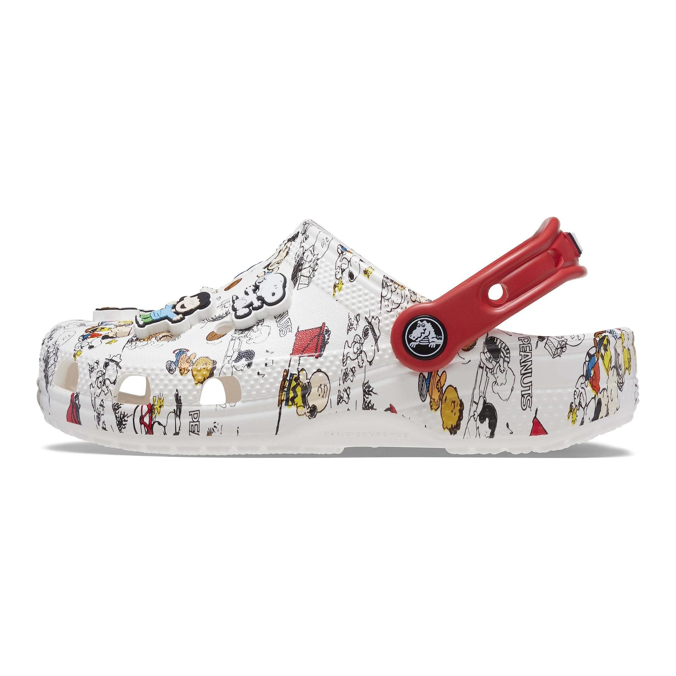 Crocs Kids  Classic Clog x Peanuts White/Multi Comfort Slip On 208630-94S 32-33