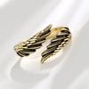 Antique Gold Angel Wing Ring Elegant Couple Rings for Him and Her