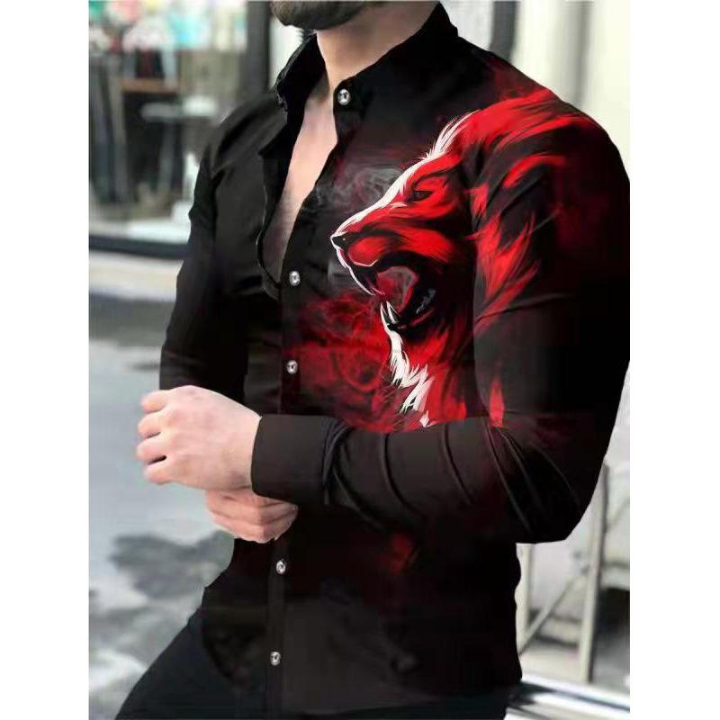 Men's Elegant 3D Printed Long Sleeve Shirts Turn Down Collar Party Casual Camisas Hombre Plus Size Streetwear Fashion Blouse