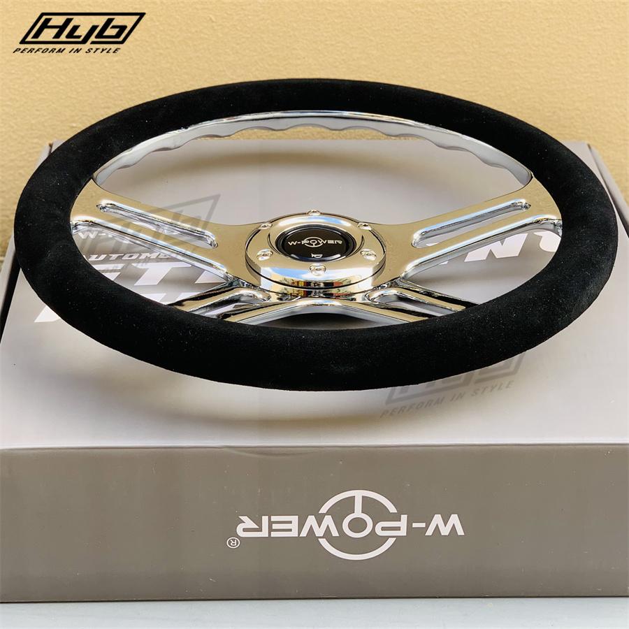 Modified Tuning Steering Wheel Flat Corn Round Shape PCD 70MM Universal Long Spoke JDM 14Inch Drift Car Steering Wheel