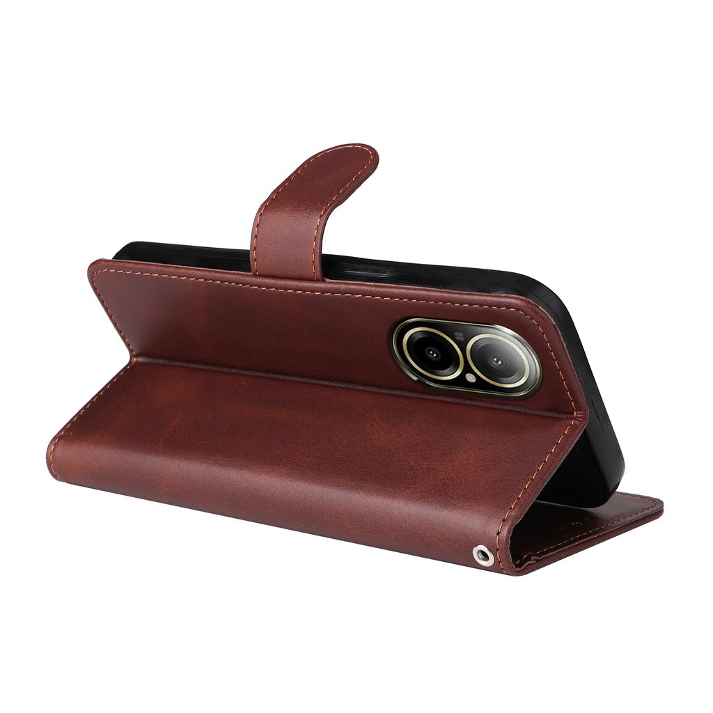 For Realme C67 4G Case Calf Texture PU Leather Magnetic Clasp Cover with Wallet