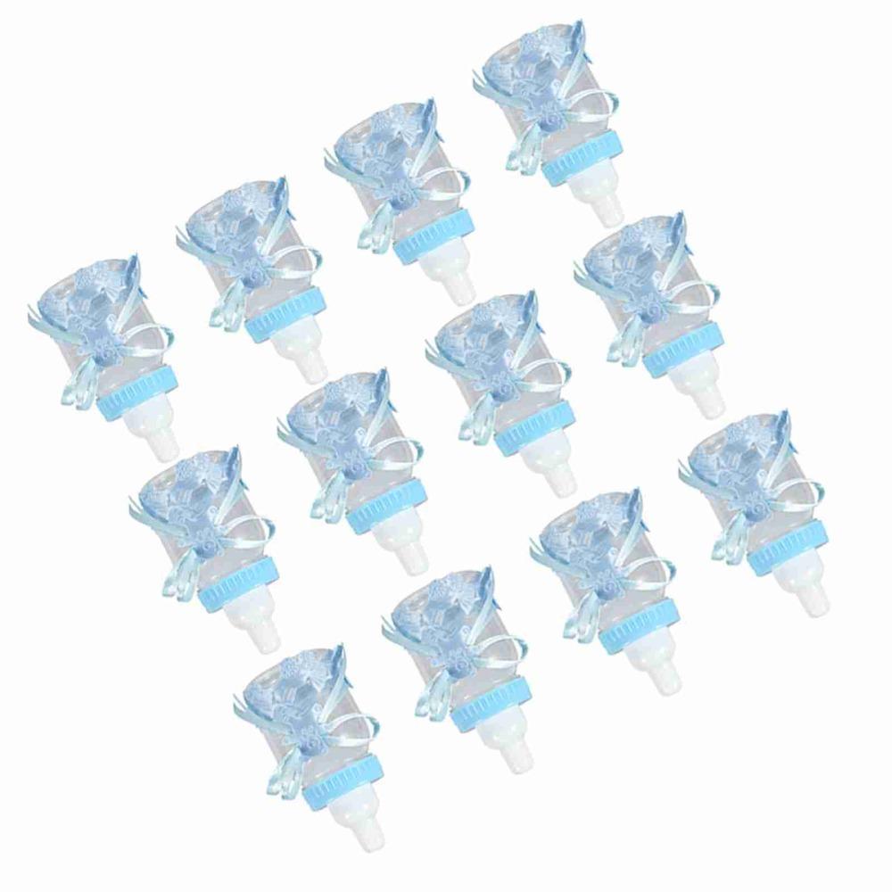 12pcs Plastic Plastic Candy Bottles With Ribbons Milk Bottles  Home Party Decor