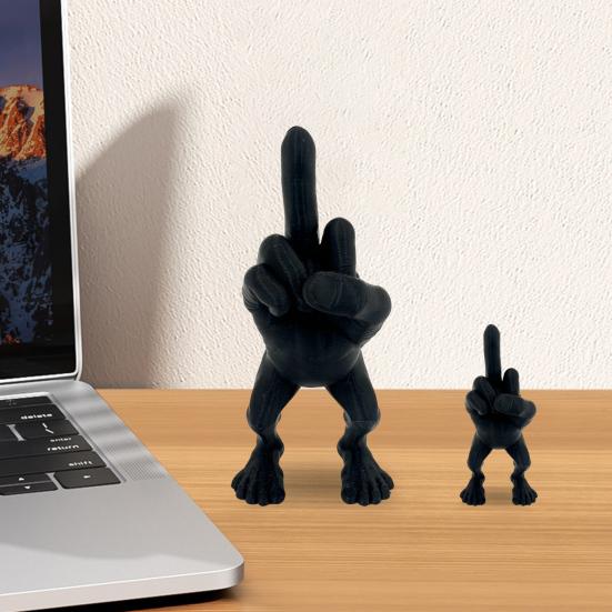 2Pcs/Set Middle Finger Figure Statue Desktop Flip-off Hand Figurine with Legs Rebellious Middle Finger Ornament for Office Bedroom Desk Decor Gag Gift