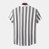 Men's Casual Holiday Stripe Printed Short Sleeve Top Cozy Lapel Short Sleeve Shirt
