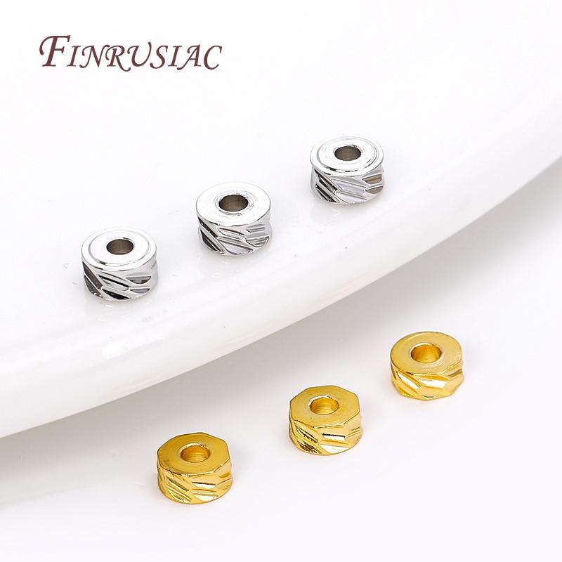 4MM 18K Gold Plated Brass Roundel Stripe Spacer Beads,Loose Beads Separators DIY Bracelet/Necklace Making Supplies Wholesale