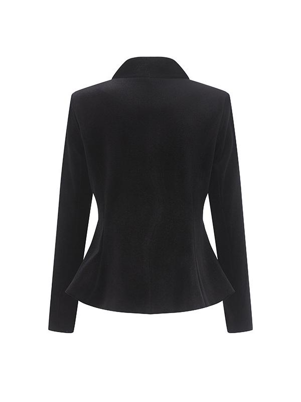 Women's French Black Velvet Slim-Fit Waist-Cinching Suit Jacket - New Autumn Fashion