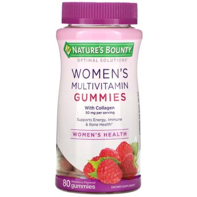 Optimal Solutions, gomitas multivitamínicas para mujeres, sabor frambuesa, 80 gomitas
