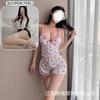 Crispy Cherry Floral Can Be Worn Outside, Sexy Suit, Free Suspender V-neck Plus Chest Pad Pajamas, Comfortable Home