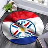 Paraguay National Football Logo Round Rug, Non Slip Washable Circular Carpet For Living Room Bedroom Playroom, Sports Fan Decor, Holiday Birthday Gift