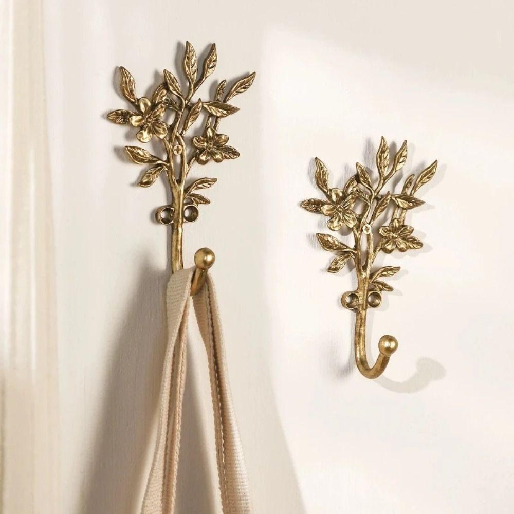 Elegant Design Leaf Shaped Wall Hooks Sturdy Zinc Zinc Alloy Decorative Hanger Set Household Daily Use