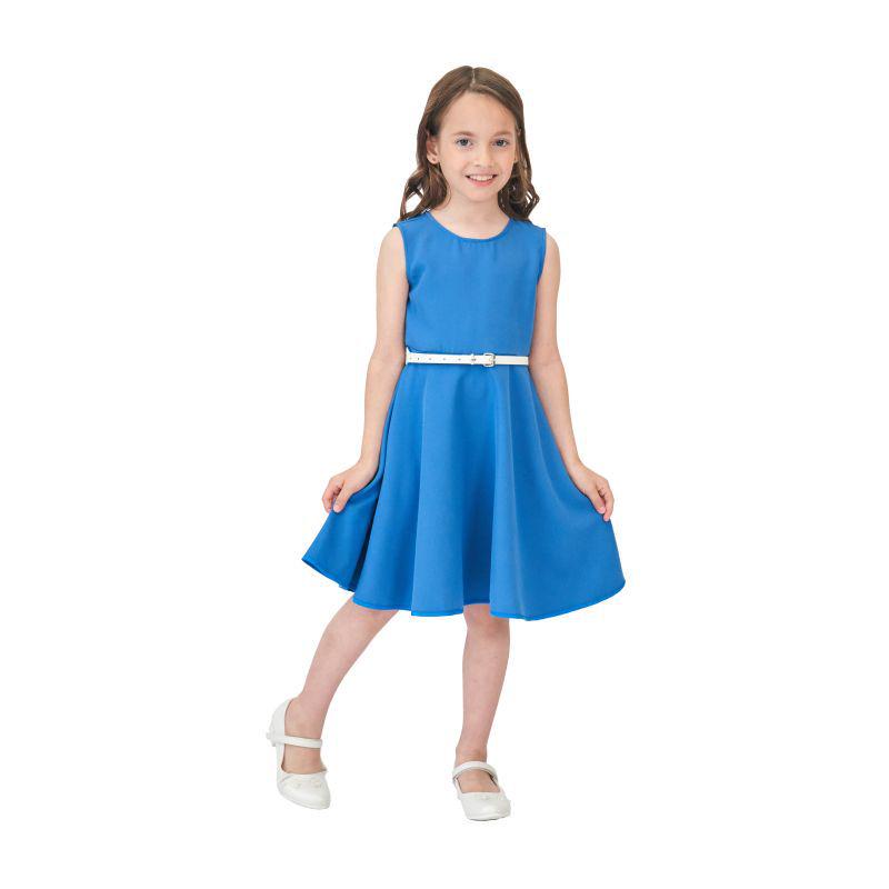 Girls' Sleeveless A-line Belted Dress - 7 Colors Available