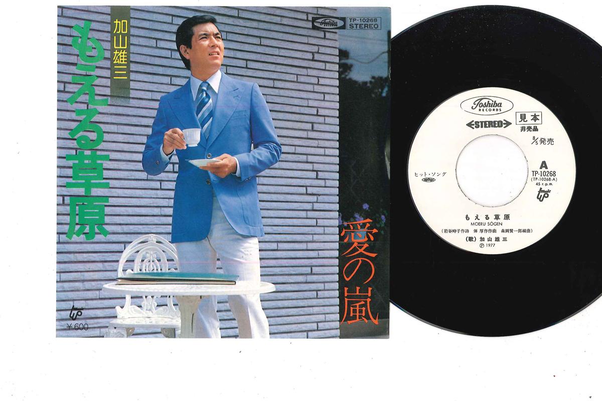 

7inch Record YUZO KAYAMA - Moeru Sougen / Ai no Arashi TP10268PROMO TOSHIBA 1977 Japan Japanese Pop/Rock Used
