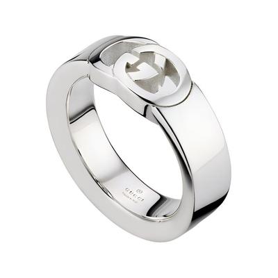 Interlocking Double G Hollow Pattern Ring Women Ring Silver 814949J8400