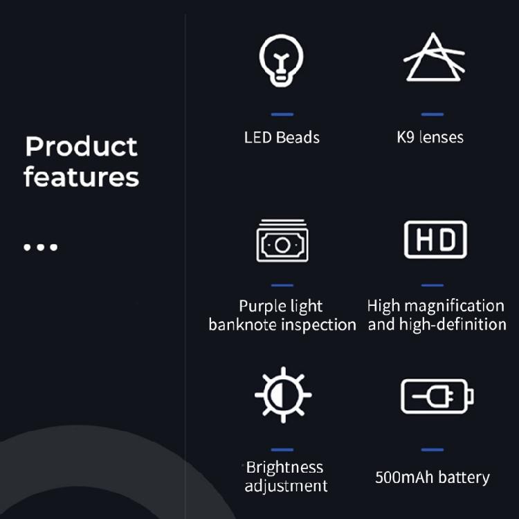 60X Handheld Magnifying Glass Adjustable Bright LED Light Rechargeable Magnifier