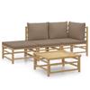 VidaXL Garden Lounge Set 4 Pcs with Taupe Cushions Bamboo 3155112
