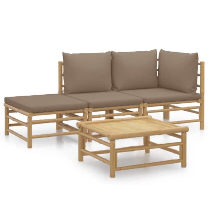 VidaXL Garden Lounge Set 4 Pcs with Taupe Cushions Bamboo 3155112
