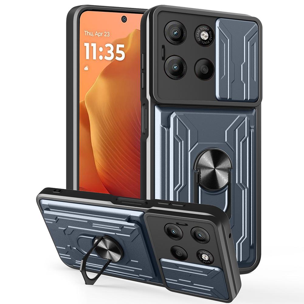 For Motorola Moto G15 4G Case PC+TPU Kickstand Phone Back Cover with Camera Slider