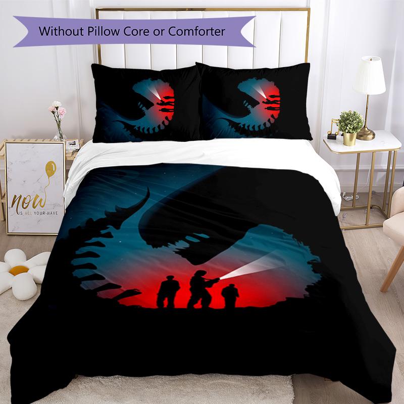 Alien 3pcs Bedding Set Duvet Cover Closure Includes 1 Duvet Cover & 2 Pillowcases for All Seasons Bedroom Home Dorm Decor