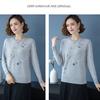 Women's Crew Neck Sweater Embroidered Loose Pullover Knitwear Soft Stretch Knit Top Spring Autumn