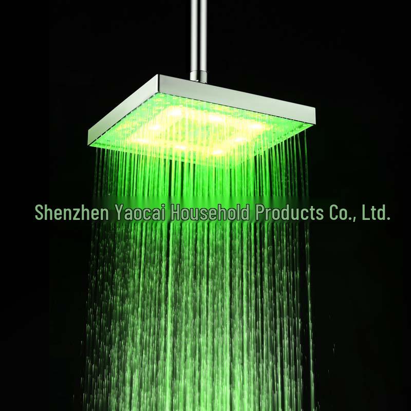 Soffione Doccia Quadrato LED Cambia Colore da 8" con Soffione Superiore Sensibile alla Temperatura - Modello 8030-C1