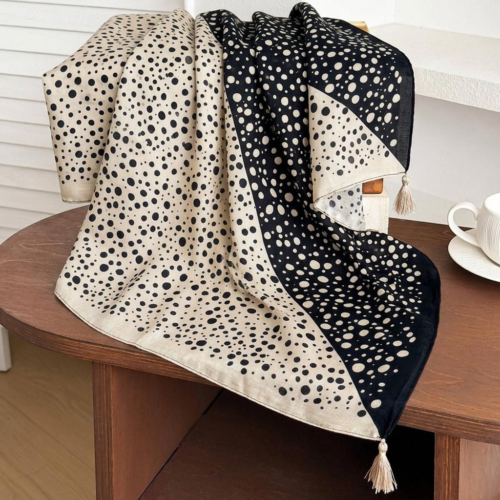 New 71 polka dot small square scarf silk scarf women's Korean velvet double-sided hanging ear neck protection small scarf scarf shawl