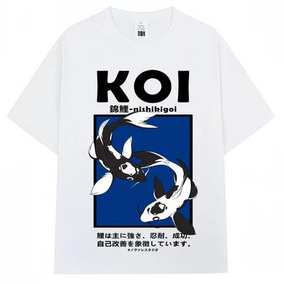 Japanese Style Koi Graphic T Shirt Unisex Women Fashion Popular Short Sleeve Top Pure Cotton Casual Tshirts Streetwear Gifts 2026