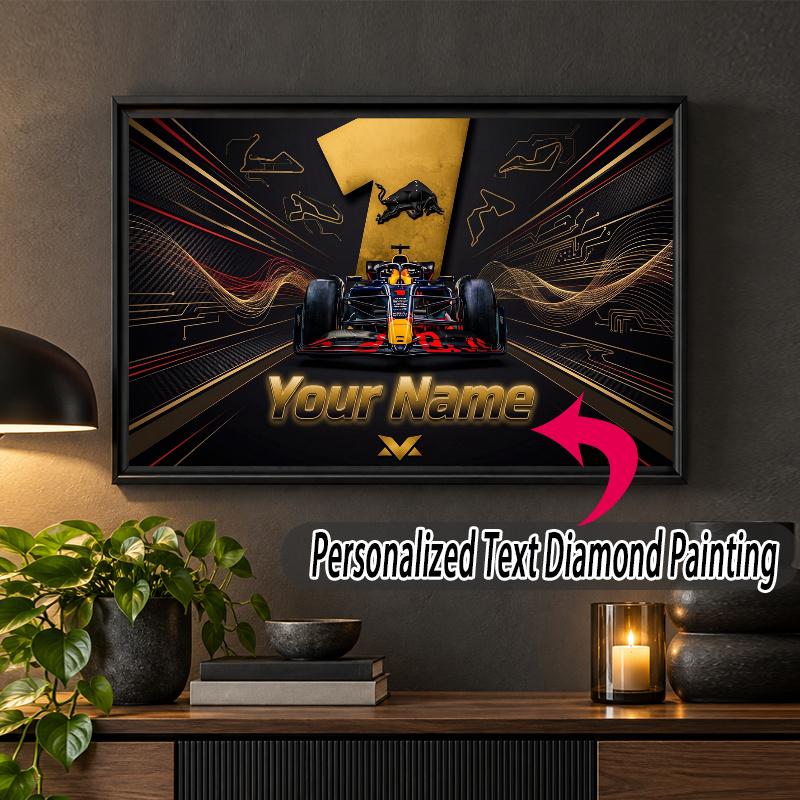 Max Verstappen Custom Name Text 5D Diamond Painting Kit DIY Full Drill Diamond Art Decoration