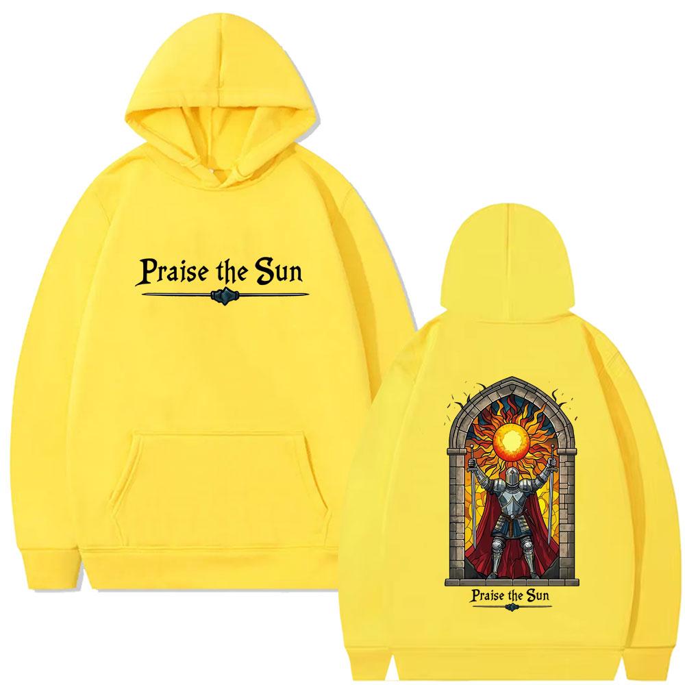 Game Dark Souls Praise The Sun Graphic Hoodie Men Women Vintage Gothic Rock Hooded Sweatshirt Unisex Casual Oversized Hoodies