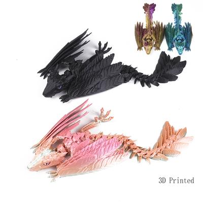 3D Printed Dragon Feathered Wyvern Dragon Articulated Fidget Dragon Home Office Decor Desk Toy