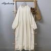 Japanese Mori Girl Spring Autumn Women Baggy Dress Ruffled Collar Cotton Oversized Dress Long Sleeve Brief Basic Ladies' Embroidery Dress