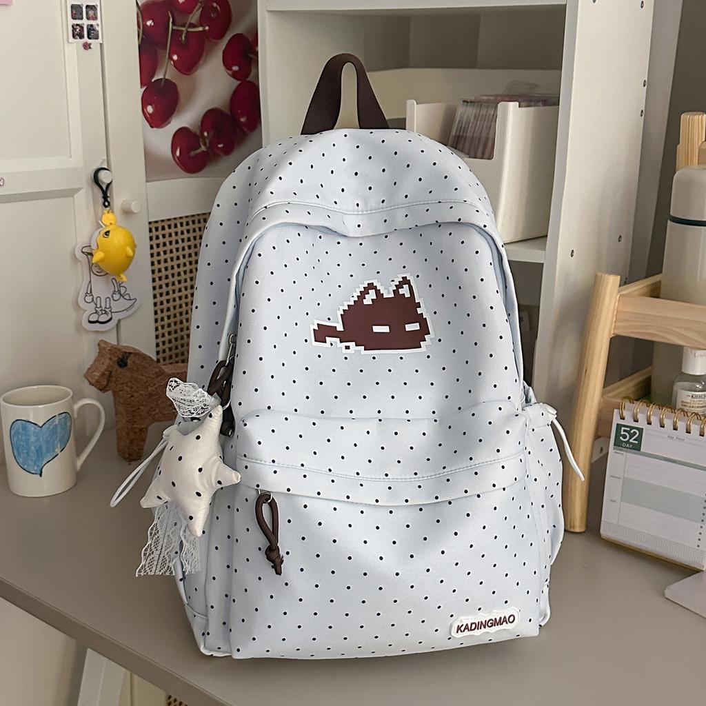 Schoolbag Korean Small Fresh Polka Dot Schoolbag Junior High School Girls Ins Niche Large Capacity Campus Backpack Lightweight Backpack