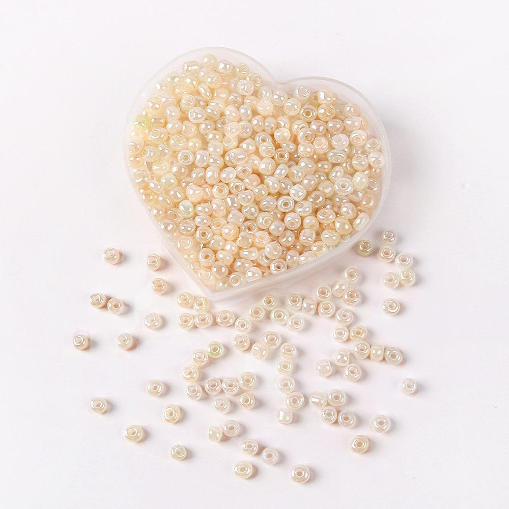 2/3/4 Mm Cream Ab Glass Rice Beads Round Beads Loose Beads Diy Bracelet Necklace Beaded Material Jewelry Accessories