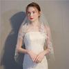 European & American Short Bridal Veil with Lace, Rhinestones & Comb