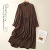 2025 Autumn New Small Lapel Loose Meat Cover Dress Mori Women's Literary Medium and Long Skirt