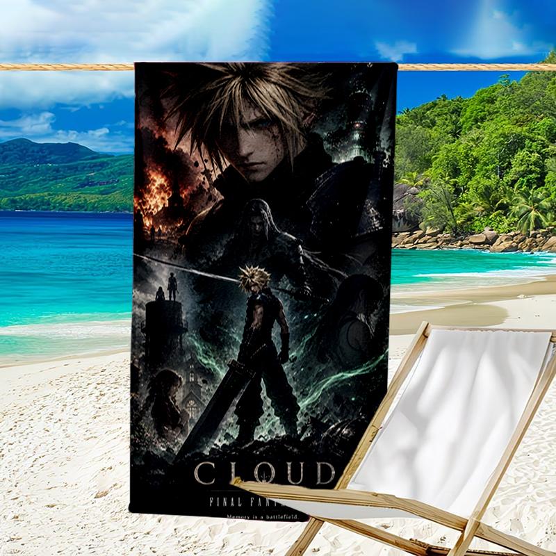 Cloud's Fantasy Journey Game Beach Towel - Soft, Absorbent Microfiber, Lightweight, Ideal for The Beach, Parties, Travel, Camping fan gifts
