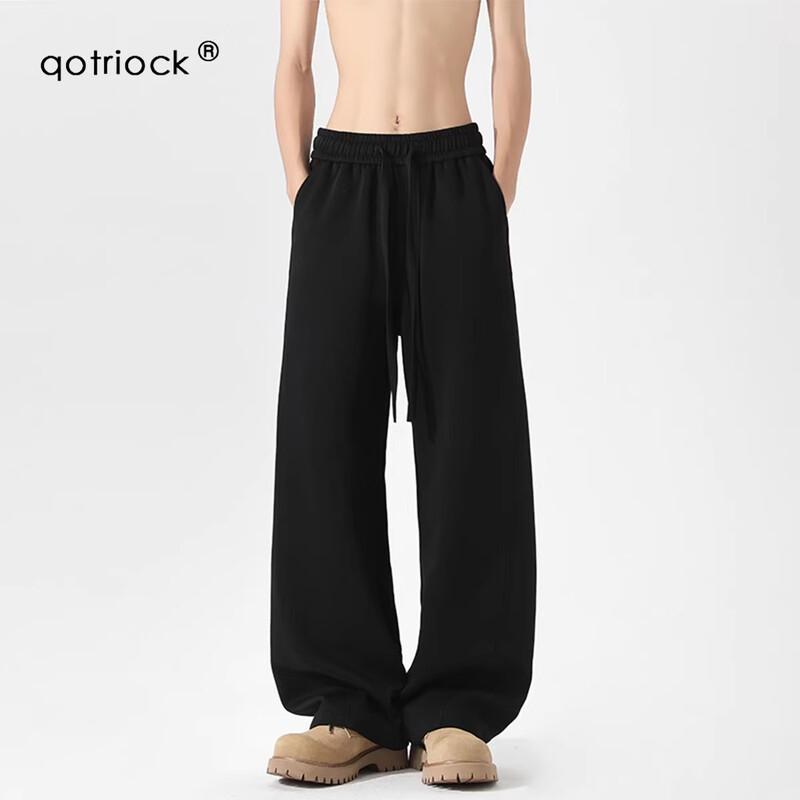 QOTRIOCK Unisex Heavyweight Deconstructed Wide-Leg Sweatpants XL
