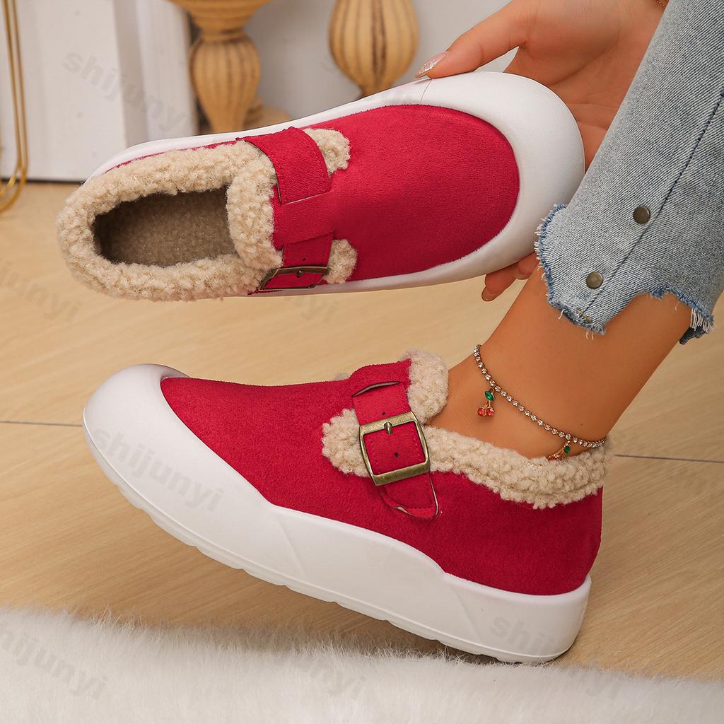 Winter Retro Design Lässige Warme Dicksohlige Baumwollschuhe für Damen Mode Vielseitig Bequem Weiche Kurze Plüschstiefel