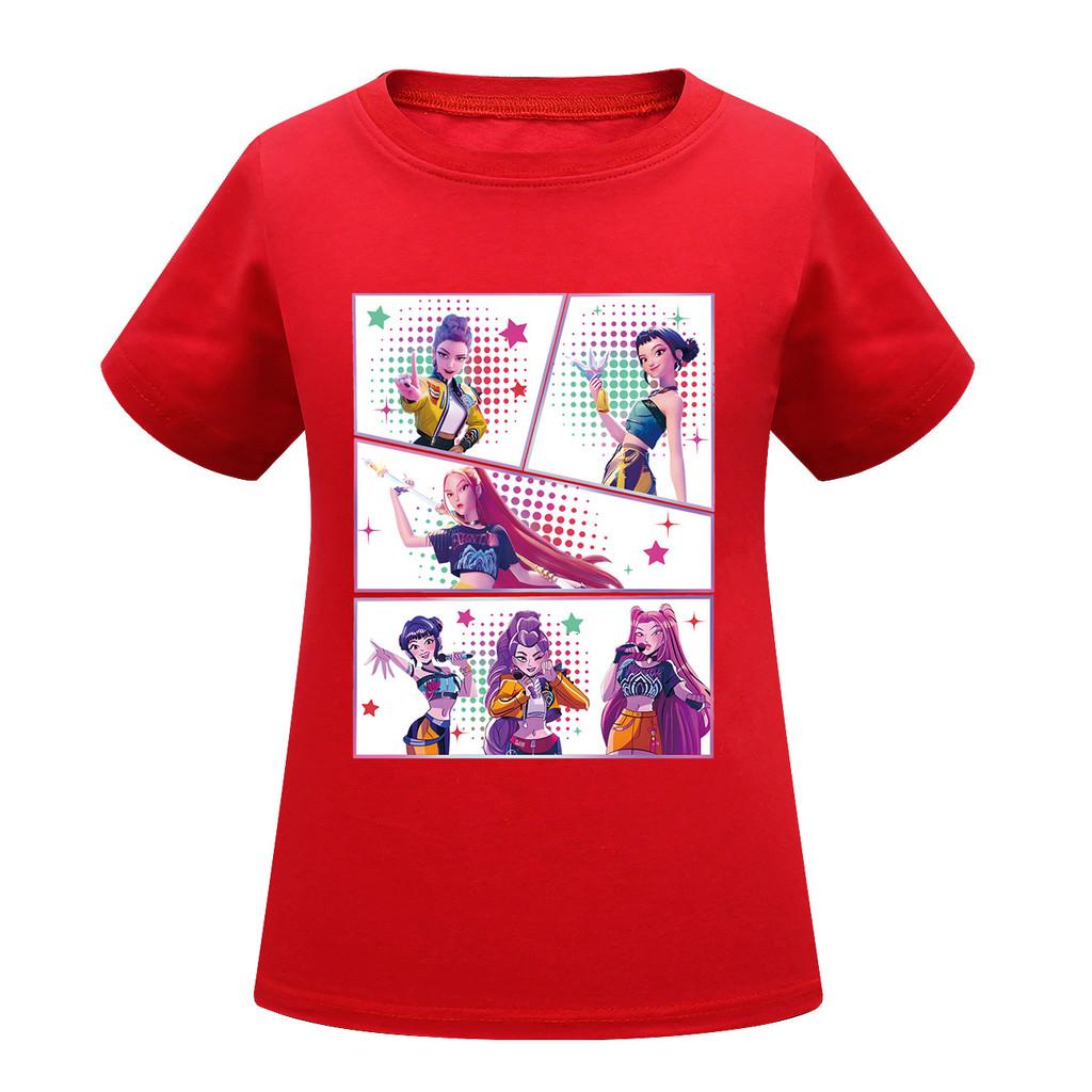 Kids Girls Anime Cartoon K-POP Rumi Zoey Mira Printed Casual Short Sleeves T-Shirt Top