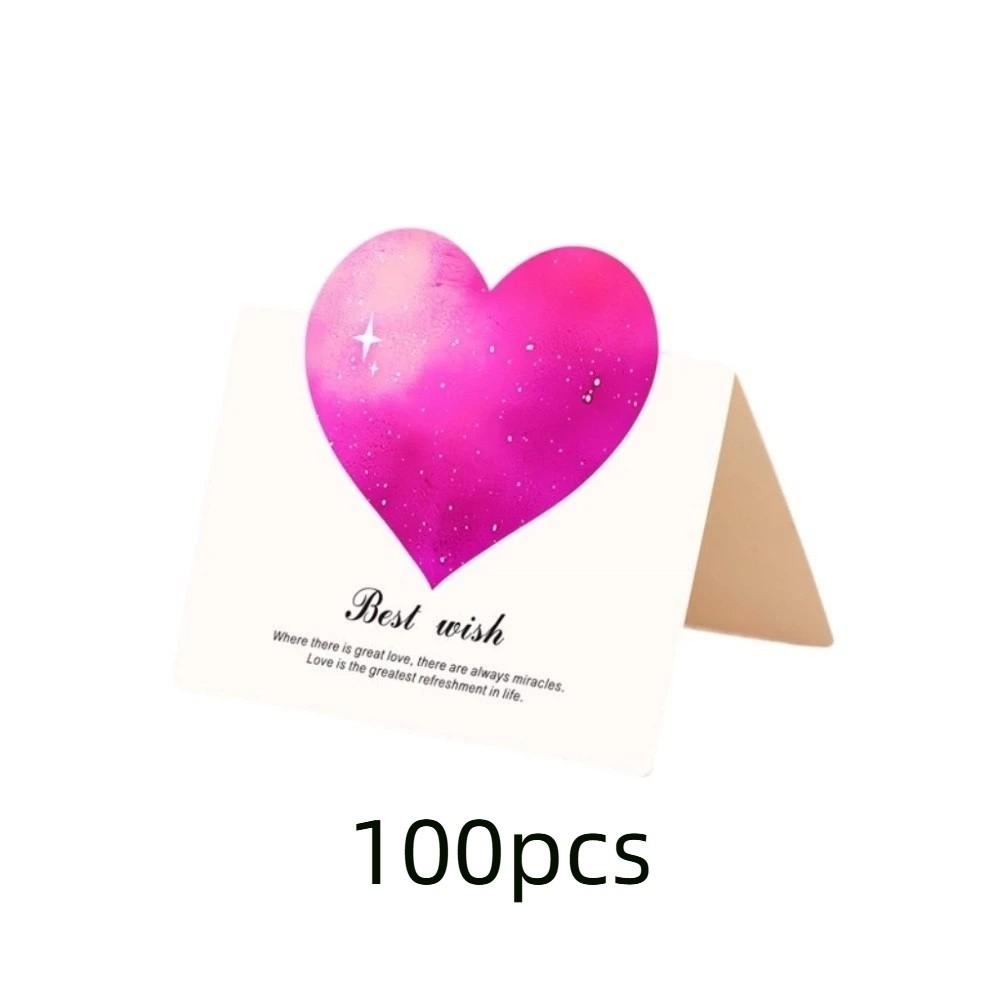 100pcs 3D Starry Sky Heart Greeting Cards Paper Romantic Valentines Day Card Folding Best Wish Thank You Letter Graduation Gift