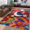 Colorful Moon and Rainbow Carpet with Hearts and Stars Pattern Suitable for Use As an Anti-slip for Living Room Bedroom Sofas