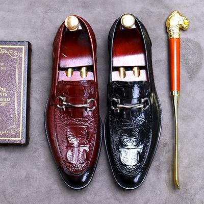 Fashion Crocodile Pattern Business Shoes Men Genuine Leather Horsebit Loafers British Style Moccasins Men Party Wedding Dress Shoes