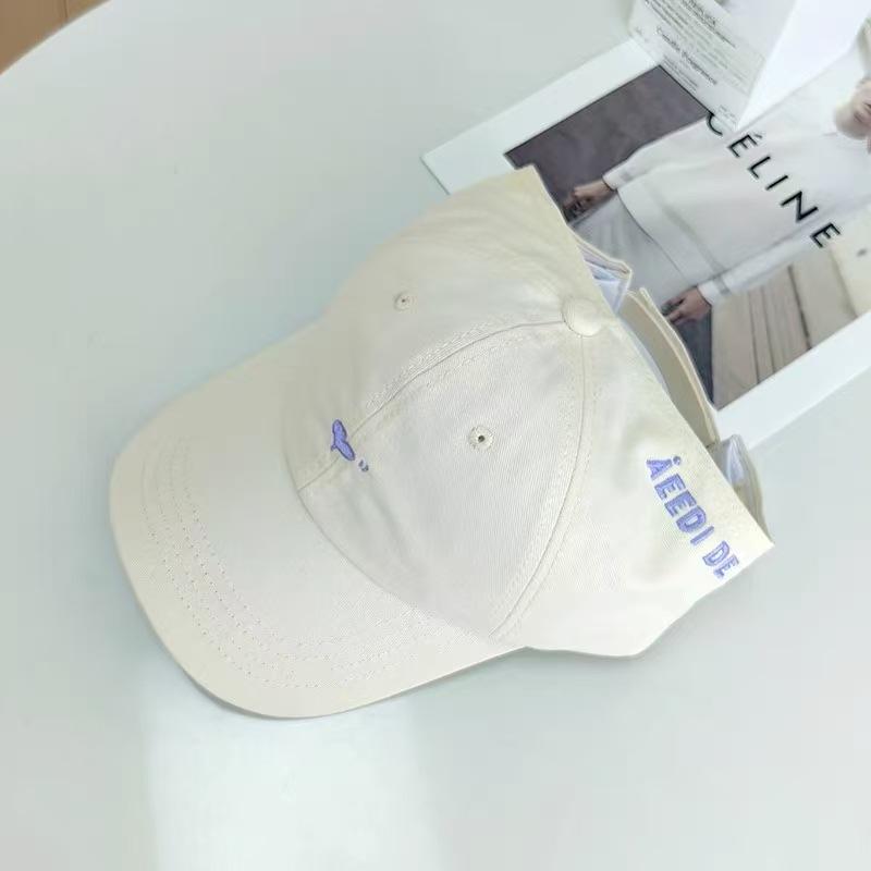 New High Ponytail Empty Top Hat Korean Sun Hat Love Embroidery Cap Female Sweet Face Hat