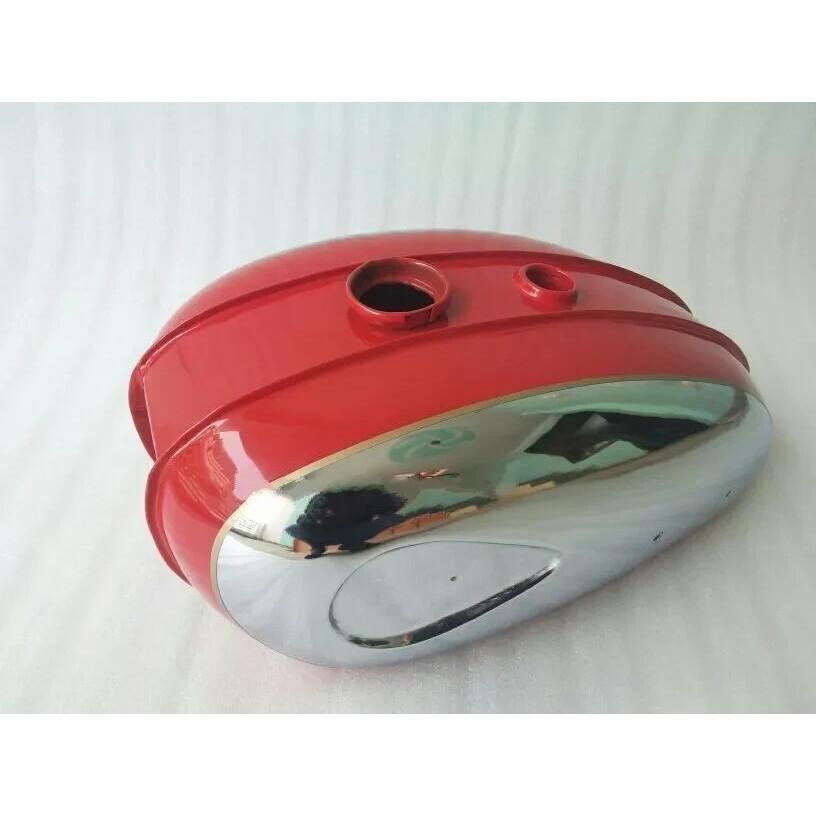 BSA C15 CHROMED AND RED PAINTED STEEL GAS FUEL PETROL TANK |Fit For