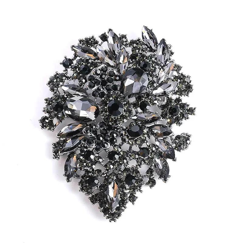 Exquisite Full Zircon Big Flower Pin Brooch Luxury Crystal Flower Brooch Fashion Bridal Wedding Dress Pin Accessories